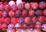 AGBS251 15 inches 14mm faceted round red dragon veins agate beads wholesale