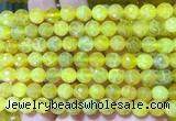 AGBS254 15 inches 8mm faceted round yellow dragon veins agate beads wholesale