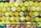AGBS256 15 inches 12mm faceted round yellow dragon veins agate beads wholesale