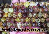 AGBS260 15 inches 10mm faceted round yellow dragon veins agate beads wholesale