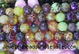 AGBS261 15 inches 12mm faceted round yellow dragon veins agate beads wholesale