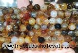 AGBS265 15 inches 8mm faceted round coffee dragon veins agate beads wholesale