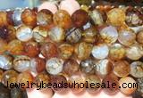 AGBS267 15 inches 12mm faceted round coffee dragon veins agate beads wholesale