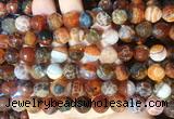 AGBS272 15 inches 10mm faceted round coffee dragon veins agate beads wholesale