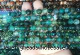 AGBS281 15 inches 6mm faceted round green dragon veins agate beads wholesale