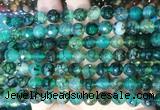 AGBS282 15 inches 8mm faceted round green dragon veins agate beads wholesale