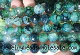 AGBS284 15 inches 12mm faceted round green dragon veins agate beads wholesale