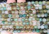 AGBS286 15 inches 6mm faceted round green dragon veins agate beads wholesale