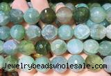 AGBS290 15 inches 14mm faceted round green dragon veins agate beads wholesale