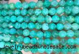 AGBS298 15 inches 8mm faceted round green dragon veins agate beads wholesale