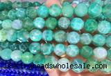 AGBS300 15 inches 12mm faceted round green dragon veins agate beads wholesale