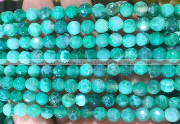 AGBS302 15 inches 6mm faceted round green dragon veins agate beads wholesale