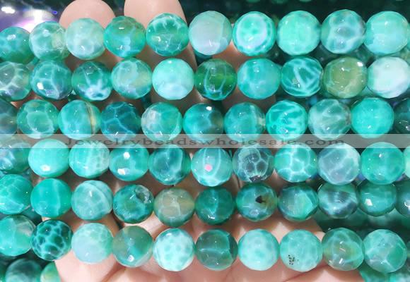 AGBS304 15 inches 10mm faceted round green dragon veins agate beads wholesale