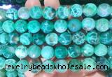 AGBS305 15 inches 12mm faceted round green dragon veins agate beads wholesale