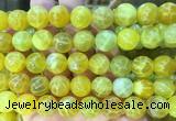 AGBS321 15 inches 12mm round yellow dragon veins agate beads wholesale
