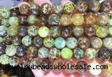 AGBS326 15 inches 10mm round yellow dragon veins agate beads wholesale