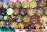 AGBS328 15 inches 14mm round yellow dragon veins agate beads wholesale