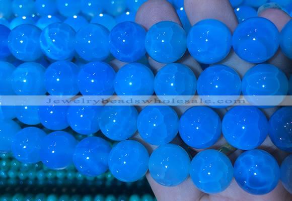 AGBS353 15 inches 14mm round blue dragon veins agate beads wholesale