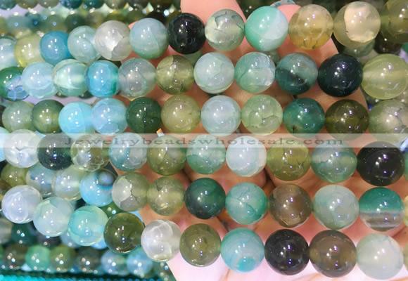 AGBS370 15 inches 10mm round green dragon veins agate beads wholesale