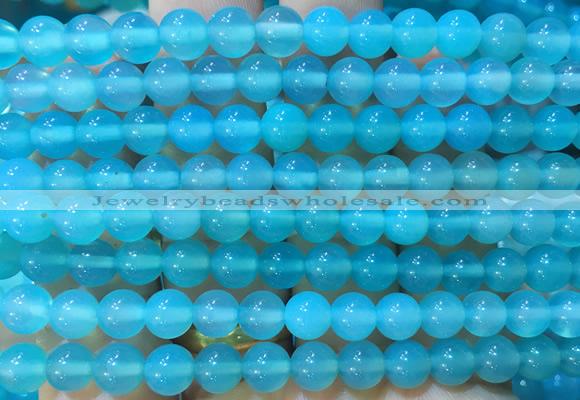 AGBS390 15 inches 6mm round blue agate beads wholesale