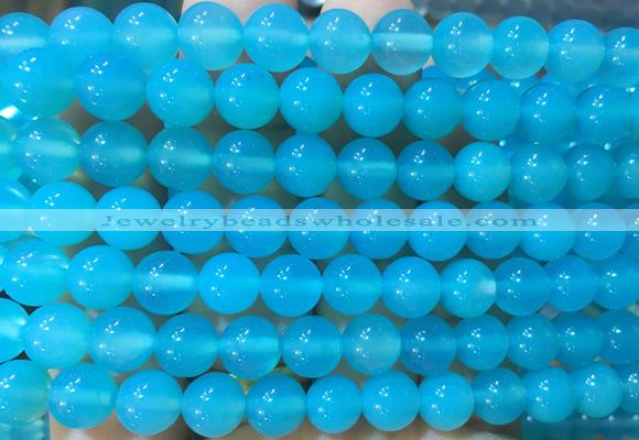 AGBS391 15 inches 8mm round blue agate beads wholesale