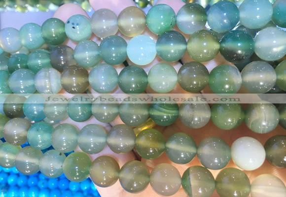 AGBS396 15 inches 10mm round green agate beads wholesale