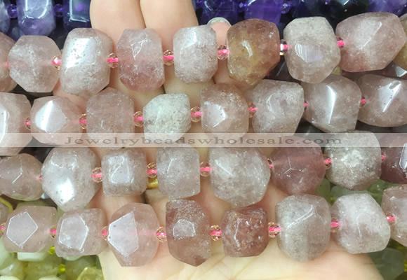 BQBS01 15 inches 12*16mm - 13*18mm faceted nuggets red strawberry quartz beads