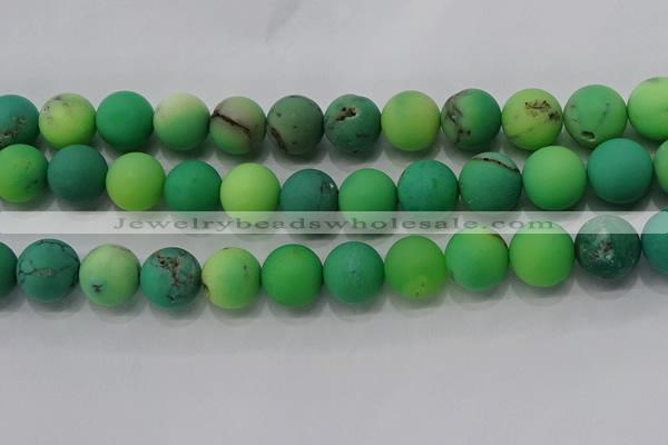 CAA1154 15.5 inches 12mm round matte grass agate beads wholesale