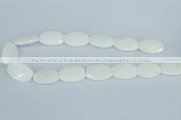CAA12 15.5 inches 20*30mm faceted oval white agate gemstone beads