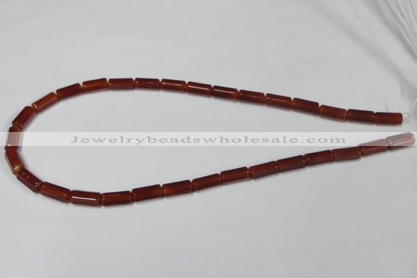 CAA141 15.5 inches 6*12mm faceted column red agate gemstone beads