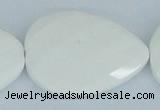 CAA15 15.5 inches 30*40mm faceted flat teardrop white agate beads