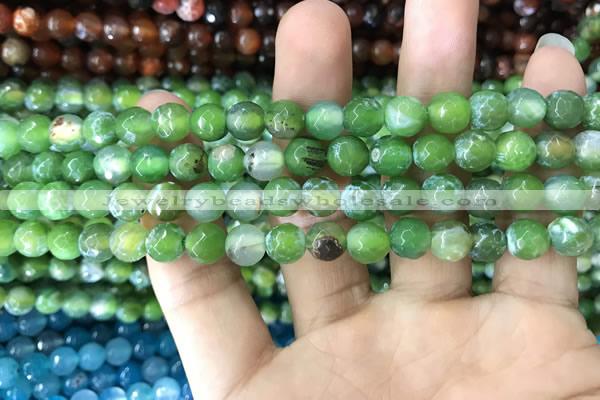 CAA1719 15 inches 8mm faceted round fire crackle agate beads