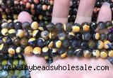 CAA1761 15 inches 8mm faceted round fire crackle agate beads