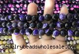 CAA1777 15 inches 10mm faceted round fire crackle agate beads