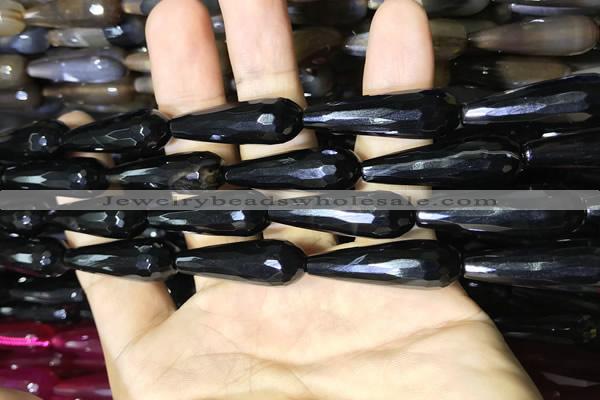 CAA2094 15.5 inches 10*30mm faceted teardrop agate beads