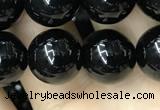CAA2406 15.5 inches 12mm round black agate beads wholesale