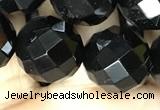 CAA2423 15.5 inches 20mm faceted round black agate beads wholesale