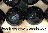 CAA2432 15.5 inches 18mm faceted round black agate beads wholesale