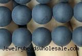 CAA2449 15.5 inches 8mm round matte black agate beads wholesale