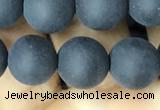 CAA2451 15.5 inches 12mm round matte black agate beads wholesale