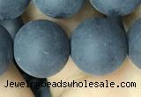 CAA2454 15.5 inches 18mm round matte black agate beads wholesale