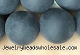 CAA2455 15.5 inches 20mm round matte black agate beads wholesale