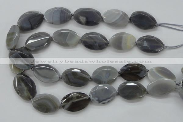 CAA247 15.5 inches 22*32mm faceted oval grey line agate beads