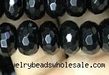 CAA2471 15.5 inches 6*10mm faceted rondelle black agate beads