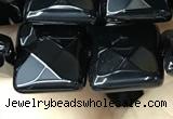 CAA2611 15.5 inches 16*16mm faceted square black agate beads