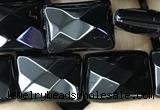 CAA2619 15.5 inches 10*14mm faceted rectangle black agate beads