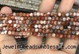 CAA2804 15 inches 4mm faceted round fire crackle agate beads wholesale