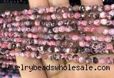 CAA2836 15 inches 4mm faceted round fire crackle agate beads wholesale