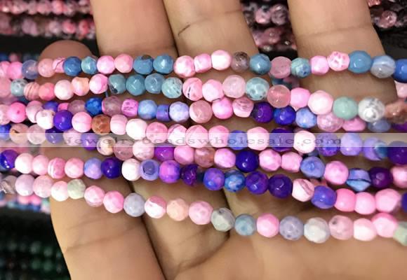 CAA2837 15 inches 4mm faceted round fire crackle agate beads wholesale
