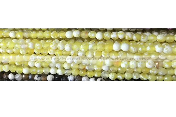 CAA2893 15 inches 6mm faceted round fire crackle agate beads wholesale